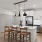 a kitchen with an island and a chandelier