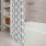 a shower curtain in a bathroom